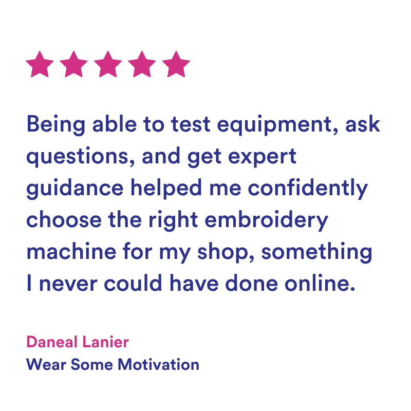 Impressions Dallas gave me the hands-on experience I couldn't get online. I tested equipment, got expert advice, and left confident I was making the right investment for my shop. (38)
